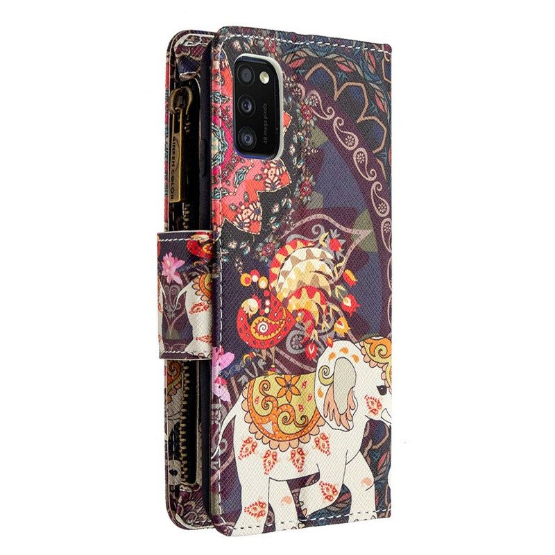 Folio-hoesje voor Samsung Galaxy A41 Olifantenzak Met Ritssluiting