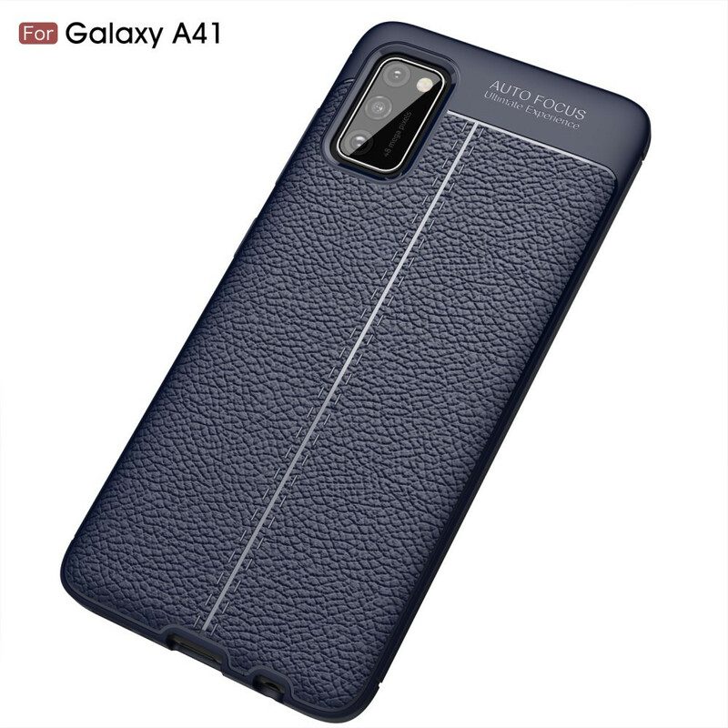 Hoesje voor Samsung Galaxy A41 Dubbellijnig Litchi-leereffect