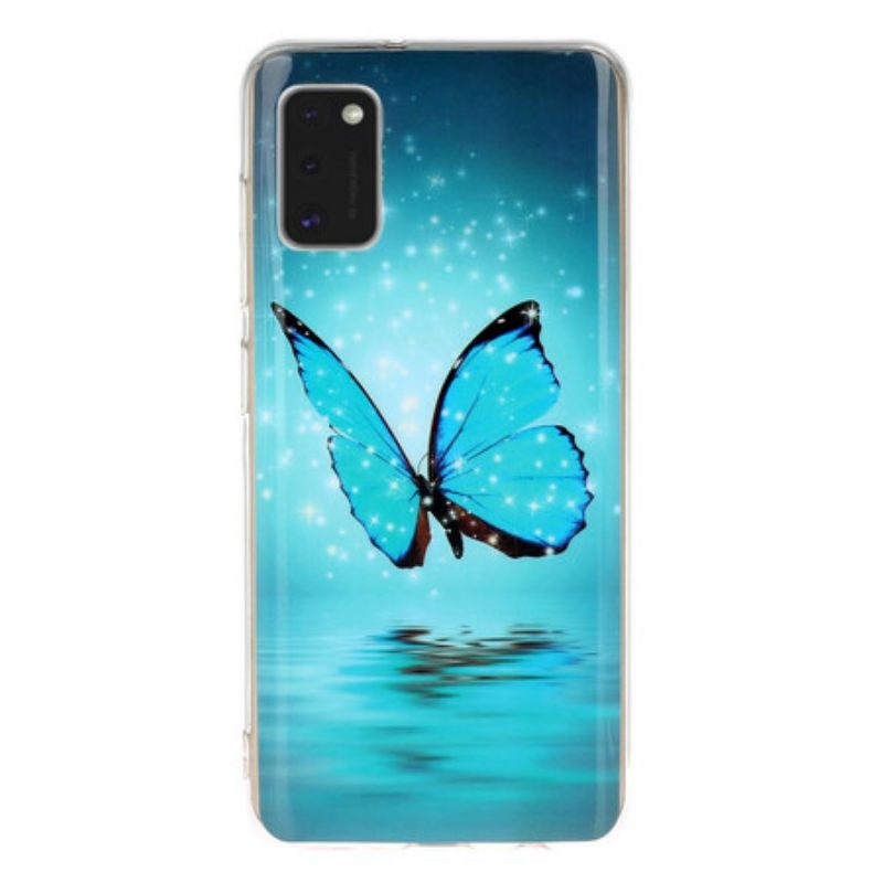 Hoesje voor Samsung Galaxy A41 Fluorescerende Blauwe Vlinder