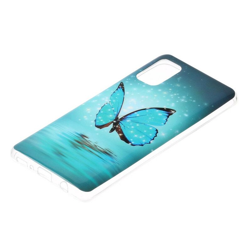 Hoesje voor Samsung Galaxy A41 Fluorescerende Blauwe Vlinder