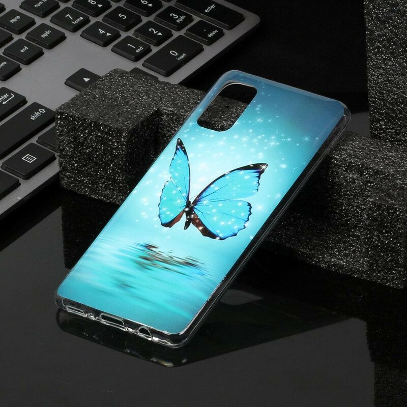 Hoesje voor Samsung Galaxy A41 Fluorescerende Blauwe Vlinder