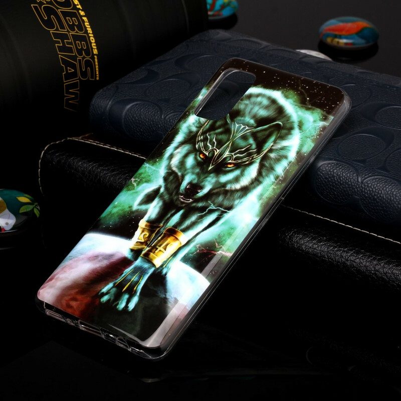 Hoesje voor Samsung Galaxy A41 Fluorescerende Wolf-serie