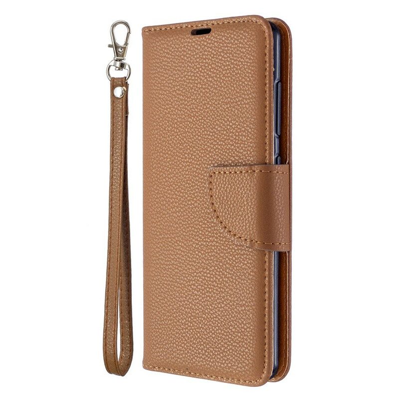 Leren Hoesje voor Samsung Galaxy A41 Folio-hoesje Lychee Rabat Schuin