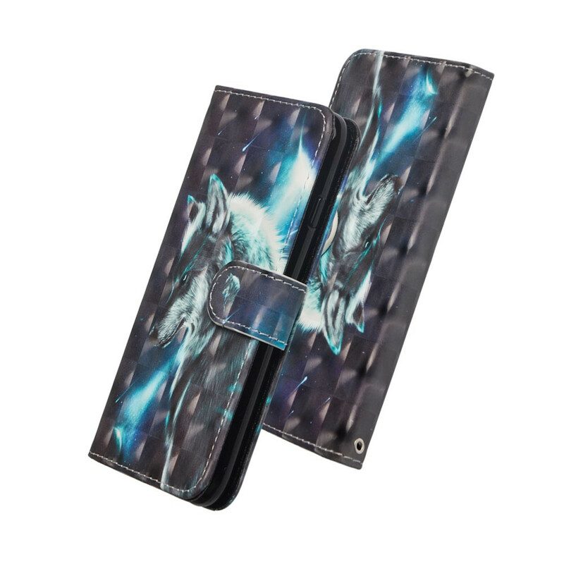 Leren Hoesje voor Samsung Galaxy A41 Majestueuze Wolf