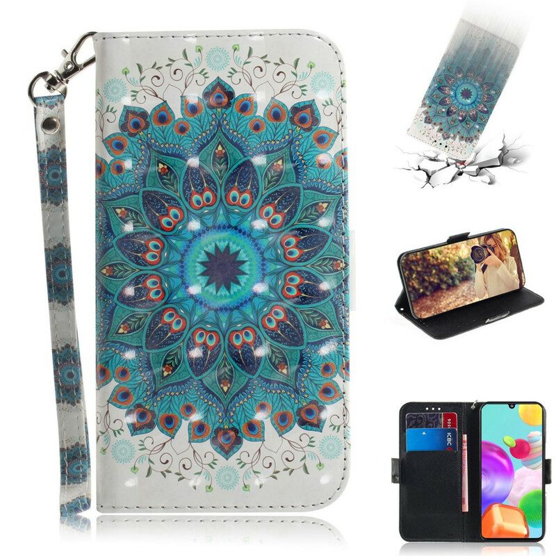 Leren Hoesje voor Samsung Galaxy A41 Met Ketting Meesterlijke Mandala Met Riem