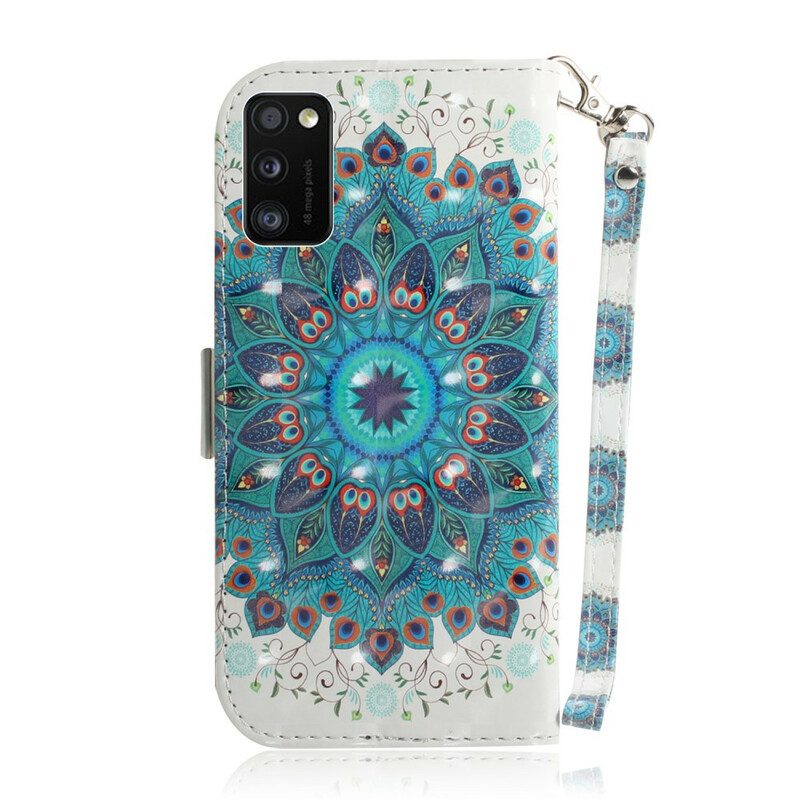 Leren Hoesje voor Samsung Galaxy A41 Met Ketting Meesterlijke Mandala Met Riem