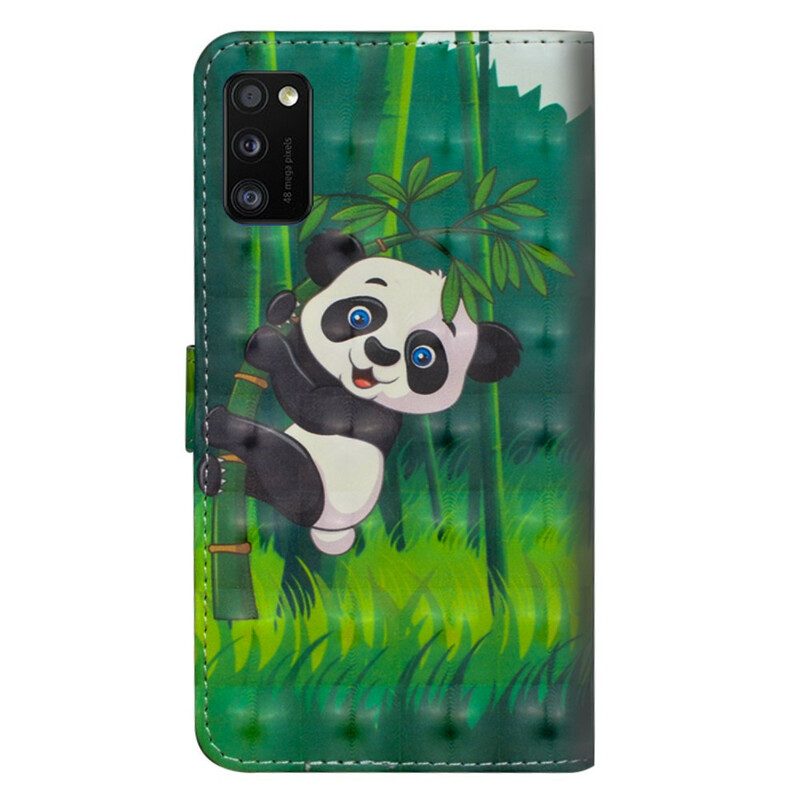 Leren Hoesje voor Samsung Galaxy A41 Panda En Bamboe