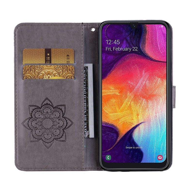 Leren Hoesje voor Samsung Galaxy A41 Uil Mandala En Charme