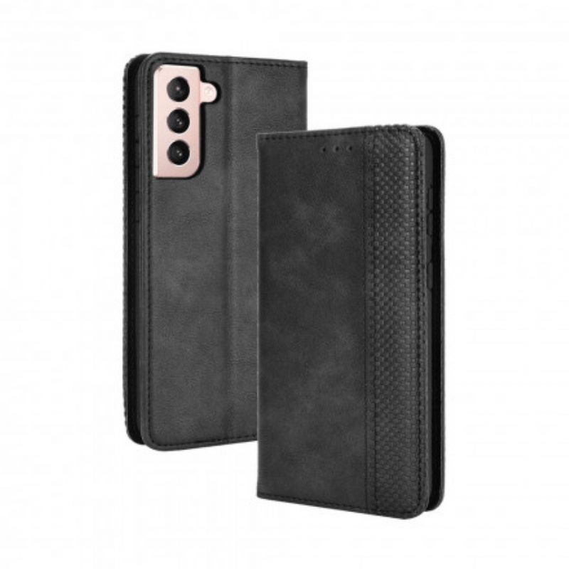 Bescherming Hoesje voor Samsung Galaxy S21 5G Folio-hoesje Gestileerd Vintage Leereffect