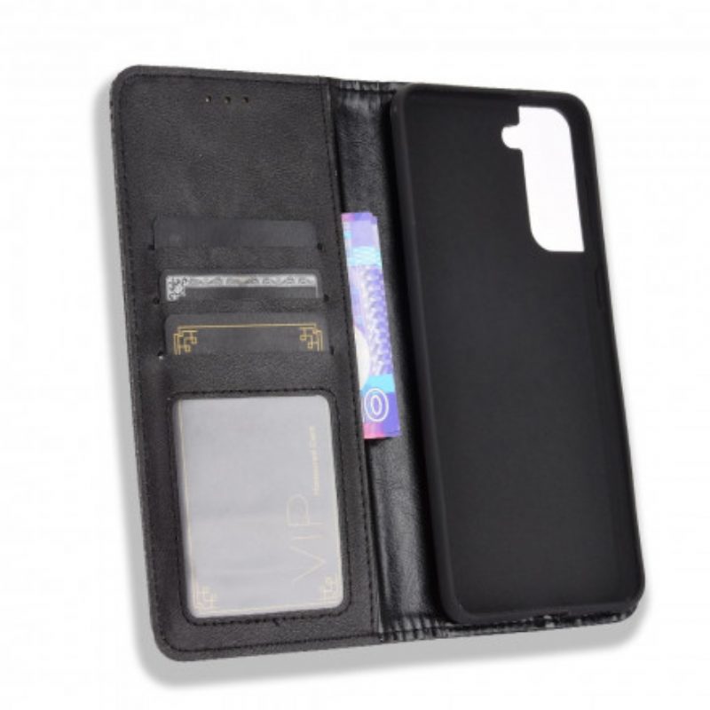 Bescherming Hoesje voor Samsung Galaxy S21 5G Folio-hoesje Gestileerd Vintage Leereffect