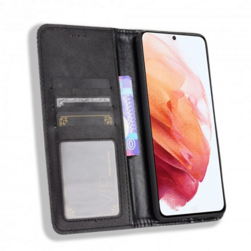 Bescherming Hoesje voor Samsung Galaxy S21 5G Folio-hoesje Gestileerd Vintage Leereffect