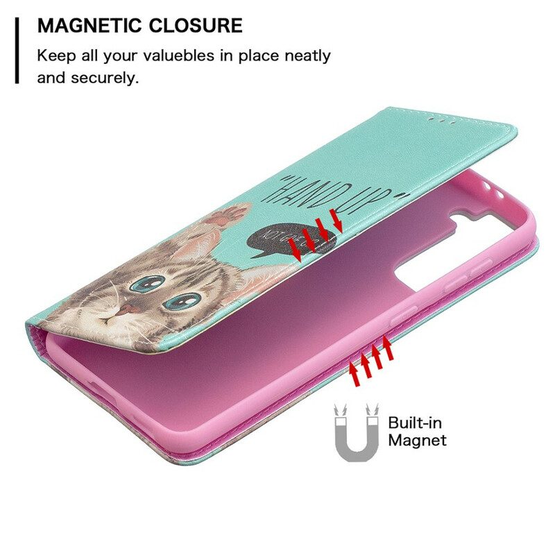 Bescherming Hoesje voor Samsung Galaxy S21 5G Folio-hoesje Hand Omhoog