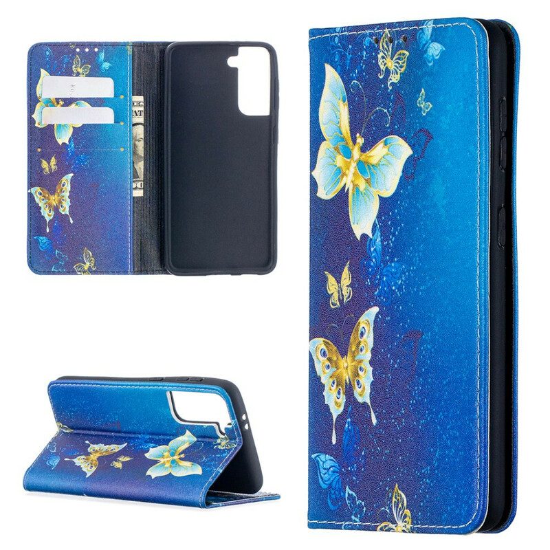 Bescherming Hoesje voor Samsung Galaxy S21 5G Folio-hoesje Kleurrijke Vlinders