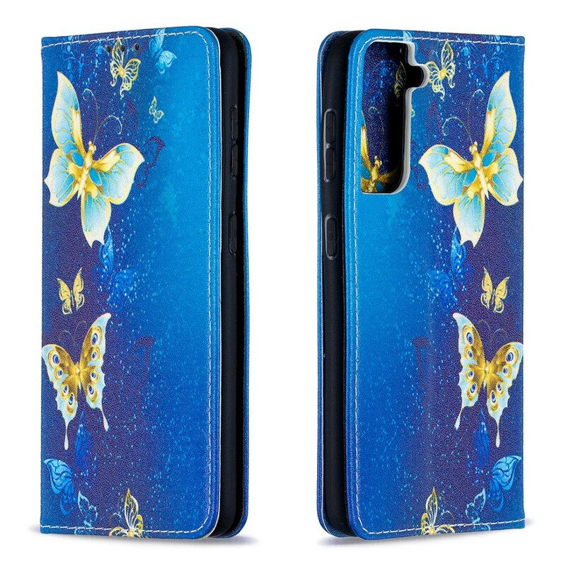 Bescherming Hoesje voor Samsung Galaxy S21 5G Folio-hoesje Kleurrijke Vlinders