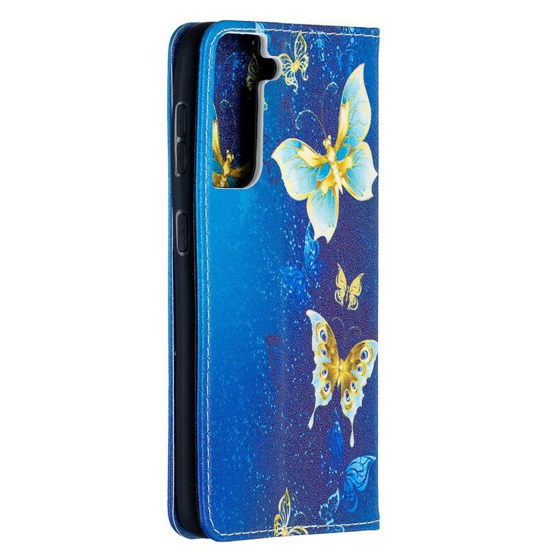 Bescherming Hoesje voor Samsung Galaxy S21 5G Folio-hoesje Kleurrijke Vlinders