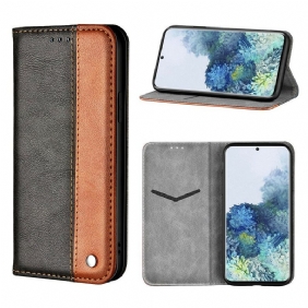 Bescherming Hoesje voor Samsung Galaxy S21 5G Folio-hoesje Tweekleurig Leereffect