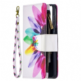 Flip Case voor Samsung Galaxy S21 5G Bloemzak Met Ritssluiting