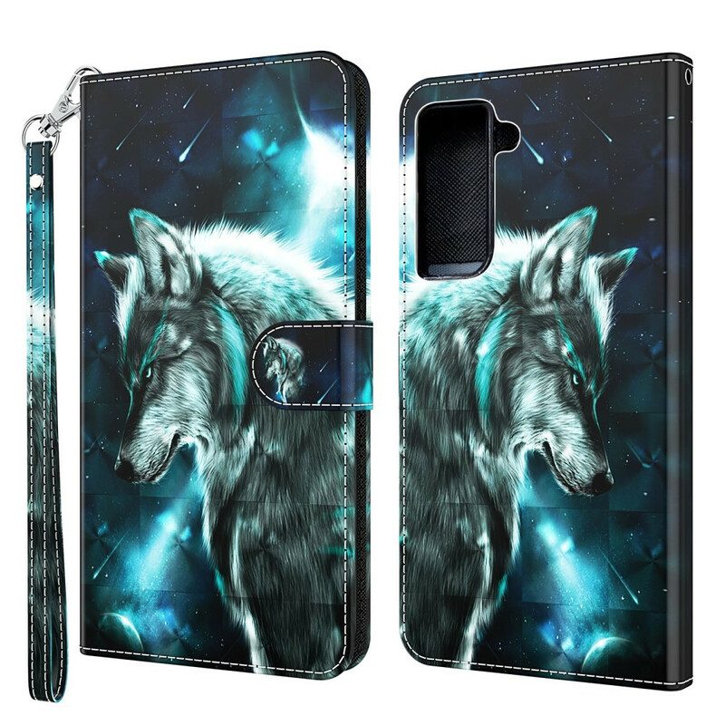 Flip Case voor Samsung Galaxy S21 5G Majestueuze Wolf