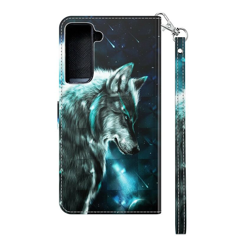 Flip Case voor Samsung Galaxy S21 5G Majestueuze Wolf