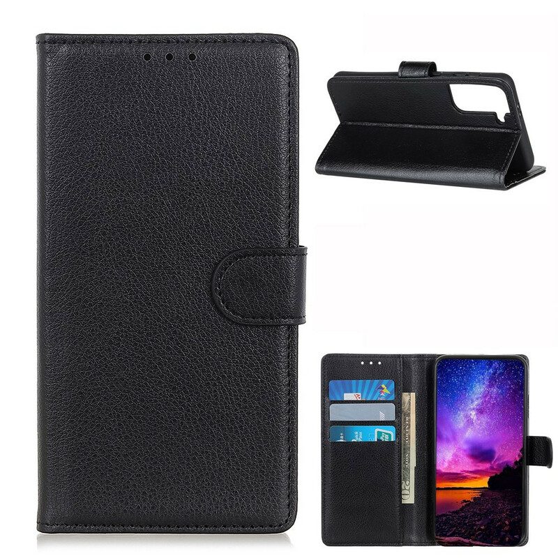 Flip Case voor Samsung Galaxy S21 5G Traditioneel Litchi Kunstleer