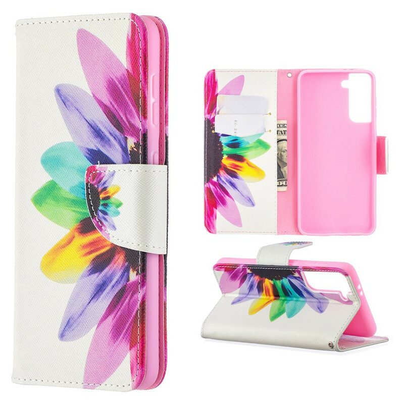 Flip Case voor Samsung Galaxy S21 5G Waterverf Bloem