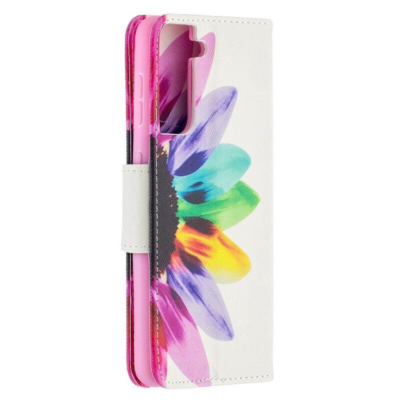 Flip Case voor Samsung Galaxy S21 5G Waterverf Bloem