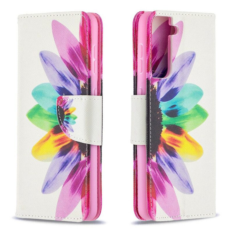 Flip Case voor Samsung Galaxy S21 5G Waterverf Bloem