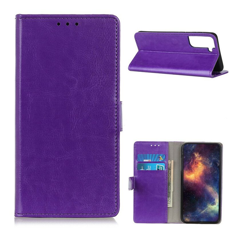 Folio-hoesje voor Samsung Galaxy S21 5G Eenvoudig Glanzend Leereffect