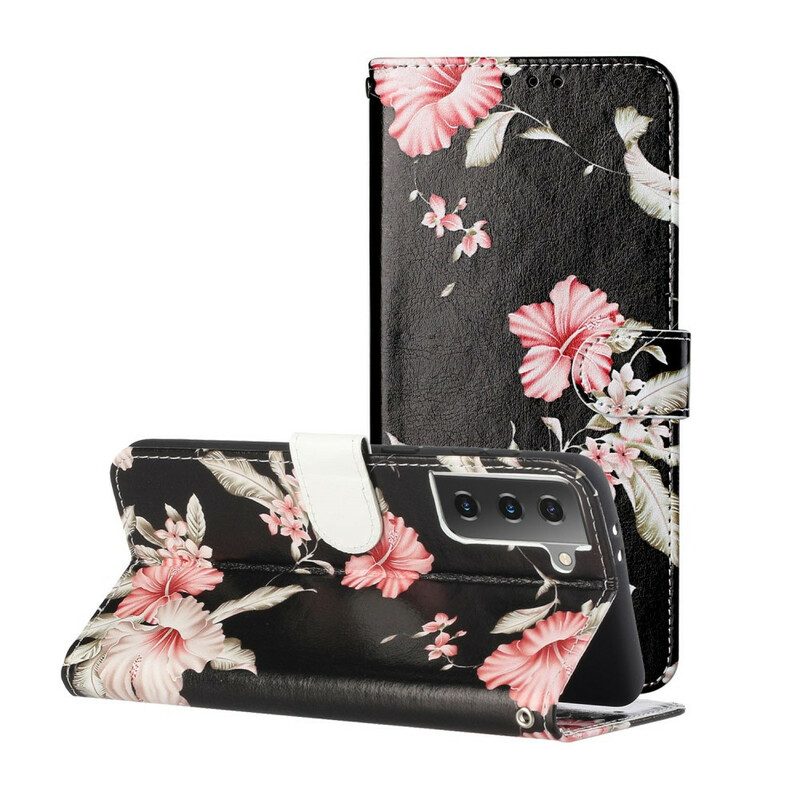 Folio-hoesje voor Samsung Galaxy S21 5G Gekke Bloemen