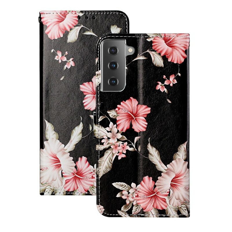 Folio-hoesje voor Samsung Galaxy S21 5G Gekke Bloemen