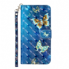 Folio-hoesje voor Samsung Galaxy S21 5G Lichtvlekvlinders Met Lanyard