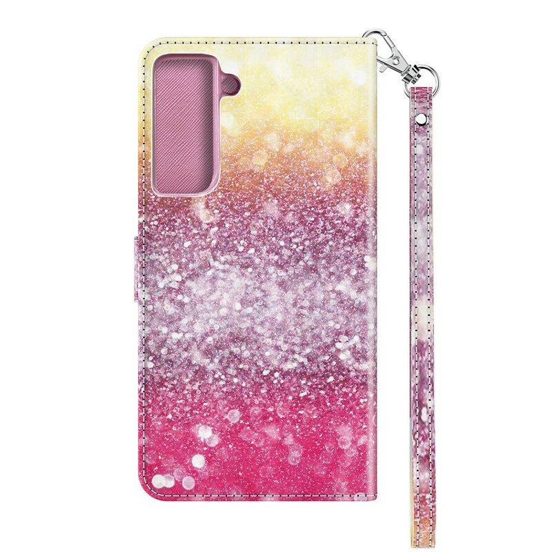 Folio-hoesje voor Samsung Galaxy S21 5G Magenta Glitterverloop