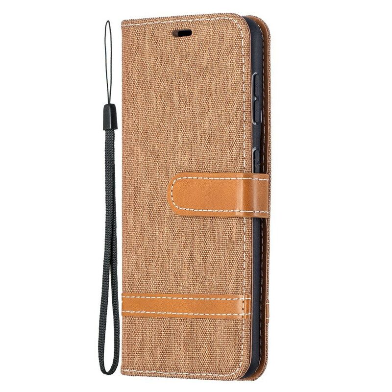 Folio-hoesje voor Samsung Galaxy S21 5G Met Ketting Band Van Stof En Leereffect