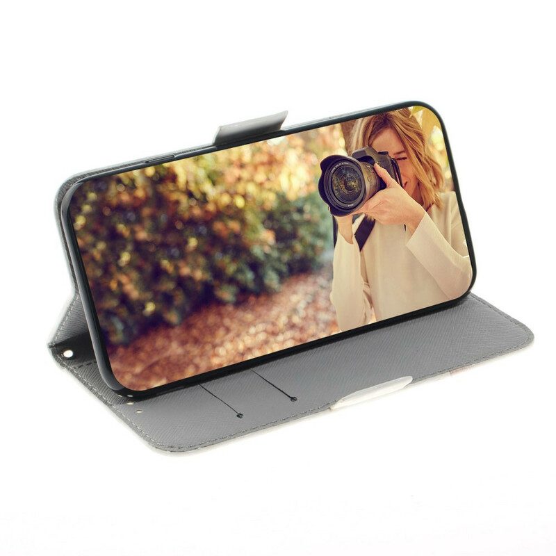 Folio-hoesje voor Samsung Galaxy S21 5G Met Ketting Bloeiende Tak Met Riem