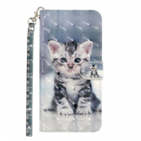 Folio-hoesje voor Samsung Galaxy S21 5G Met Ketting Kitten Light Spots Met Riem