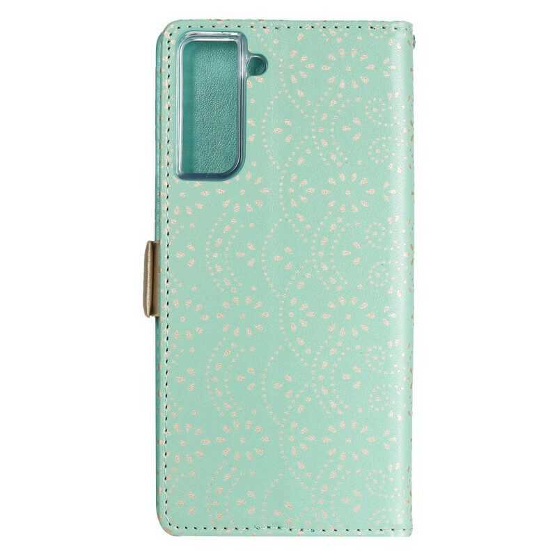 Folio-hoesje voor Samsung Galaxy S21 5G Met Ketting Portemonnee Met Kanten Riem