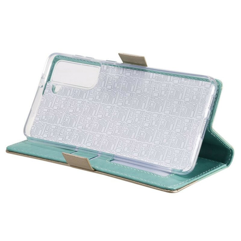 Folio-hoesje voor Samsung Galaxy S21 5G Met Ketting Portemonnee Met Kanten Riem