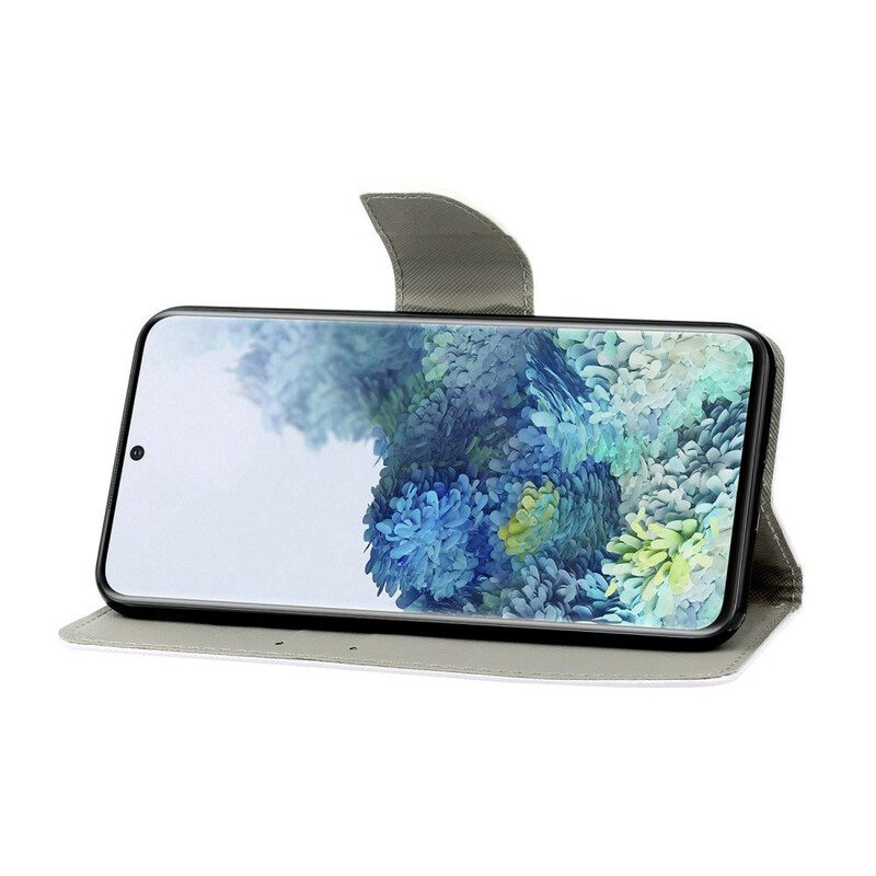 Folio-hoesje voor Samsung Galaxy S21 5G Met Ketting Stop Nooit Met Dromen In Marineblauwe Bandjes