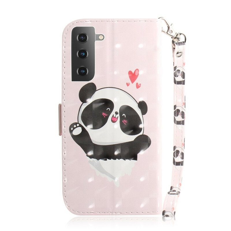 Folio-hoesje voor Samsung Galaxy S21 5G Met Ketting Strakke Panda