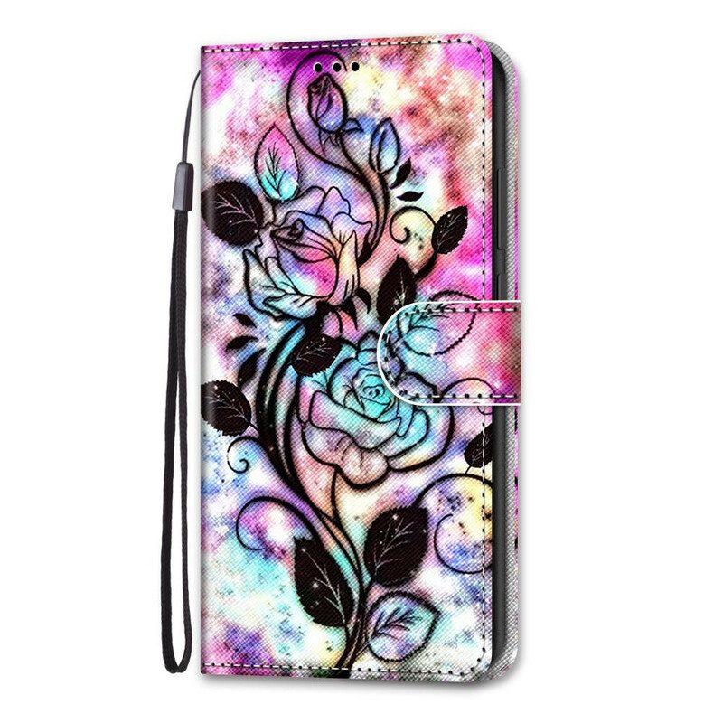 Folio-hoesje voor Samsung Galaxy S21 5G Neonbloemen