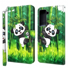 Folio-hoesje voor Samsung Galaxy S21 5G Panda En Bamboe