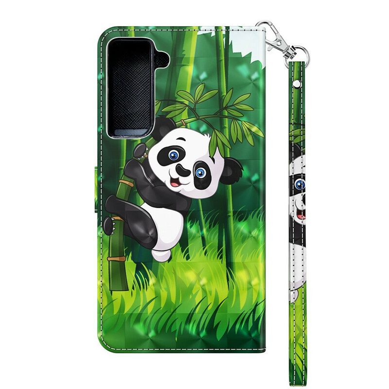 Folio-hoesje voor Samsung Galaxy S21 5G Panda En Bamboe