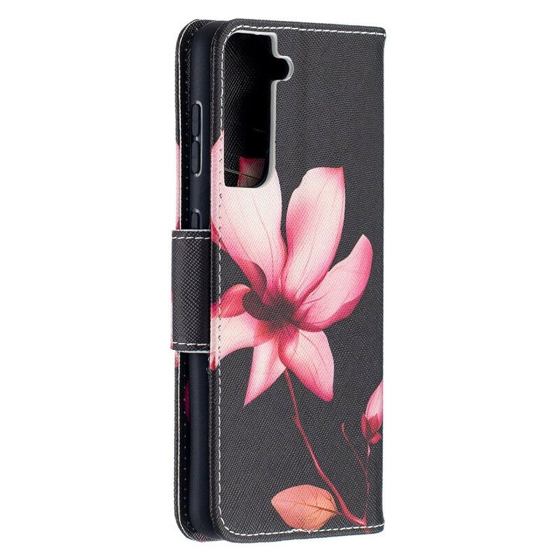 Folio-hoesje voor Samsung Galaxy S21 5G Roze Bloem