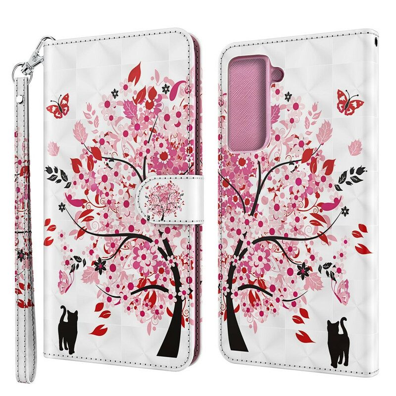 Folio-hoesje voor Samsung Galaxy S21 5G Roze Boom