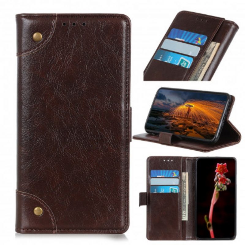 Folio-hoesje voor Samsung Galaxy S21 5G Stijl Nappa Lederen Vintage Klinknagels