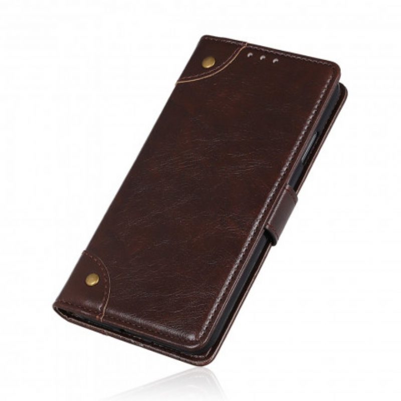 Folio-hoesje voor Samsung Galaxy S21 5G Stijl Nappa Lederen Vintage Klinknagels