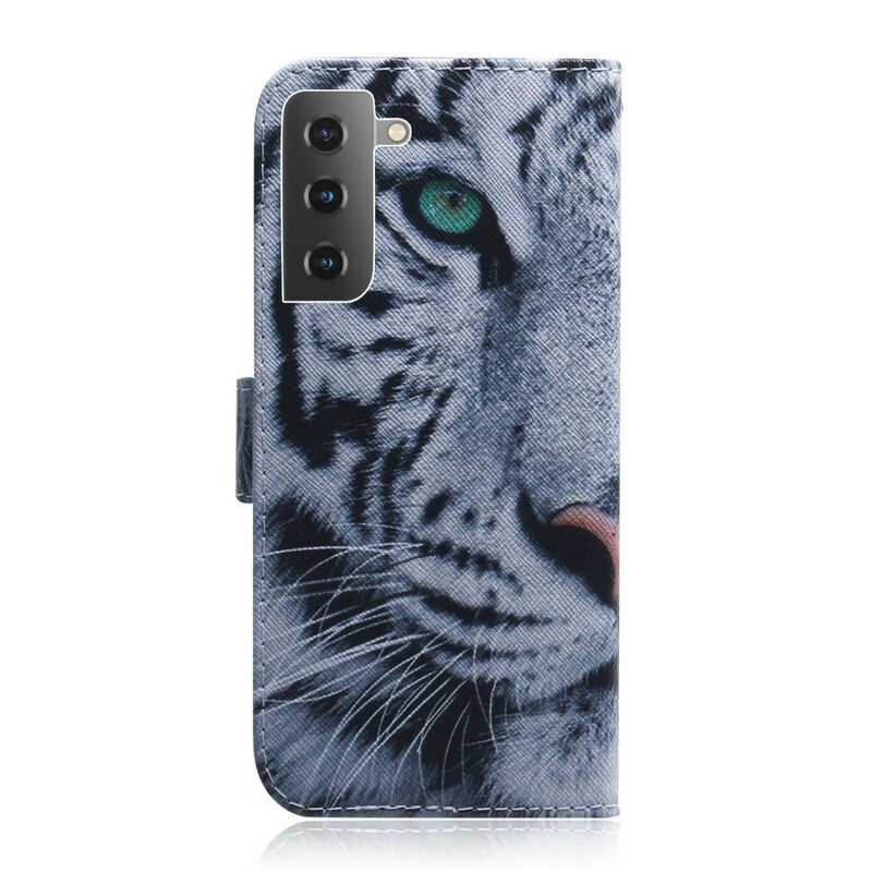 Folio-hoesje voor Samsung Galaxy S21 5G Tijger Gezicht