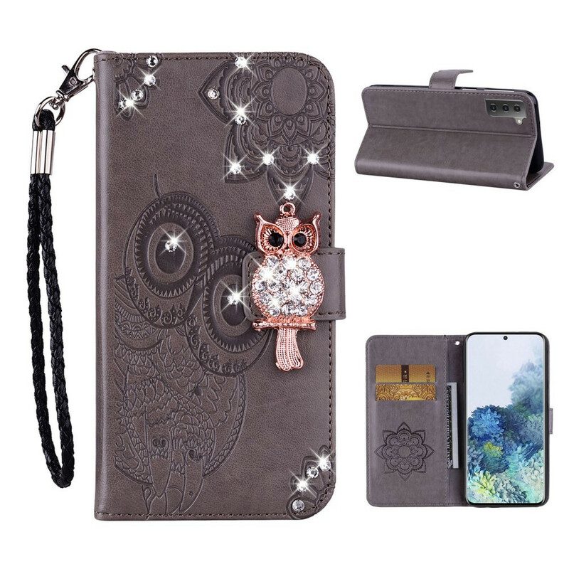 Folio-hoesje voor Samsung Galaxy S21 5G Uil Mandala En Charme