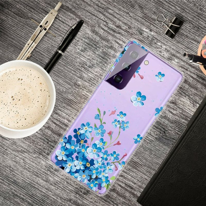 Hoesje voor Samsung Galaxy S21 5G Blauwe Bloemen