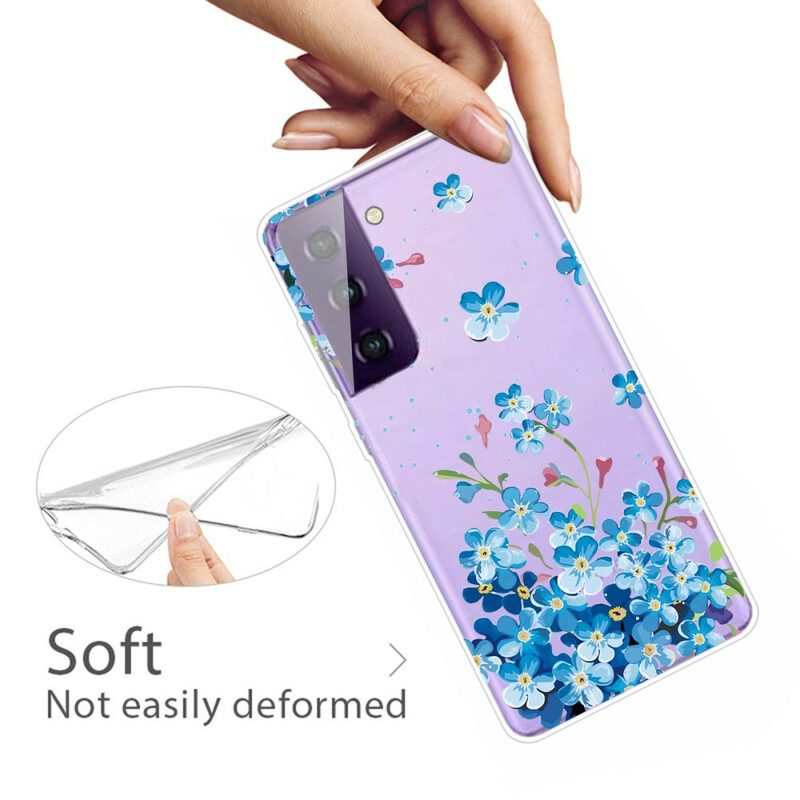 Hoesje voor Samsung Galaxy S21 5G Blauwe Bloemen